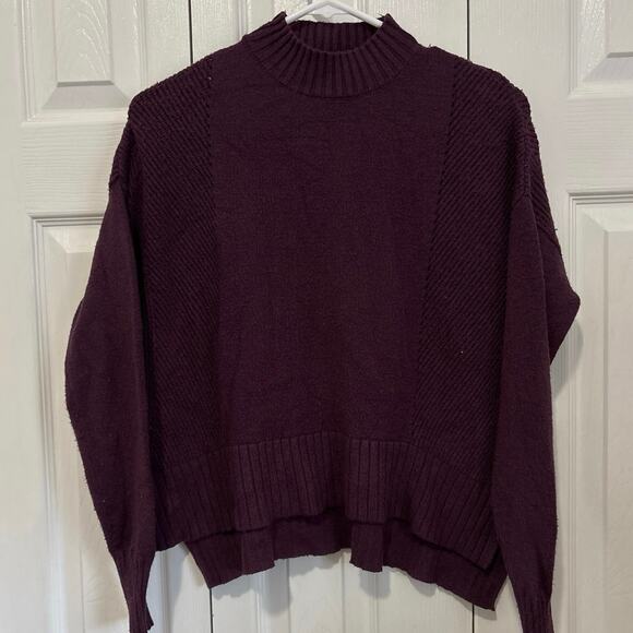 Badgely Mischka Purple Jewel Tone Mock Neck Viscose Blend Sweater XS - Picture 1 of 8